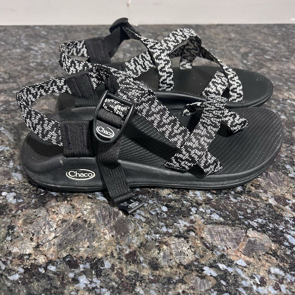 Chaco Z Boulder 2 Strappy Sandals Black White Women's 10 - Picture 2 of 7